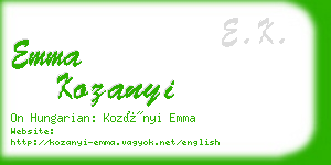 emma kozanyi business card